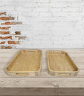 Tray - Carved Wood - Natural - Set of 2 Sizes | Ink You