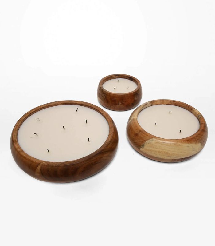 Wooden Bowl Candle - Jess - Spice - 15x7x15cm | Ink You