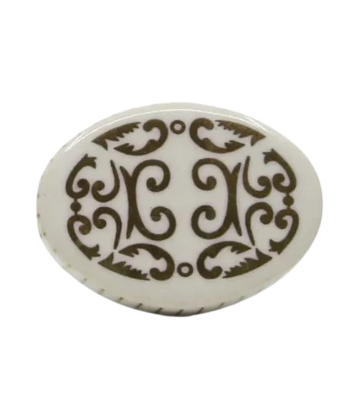 Ceramic Door Knob - Cream / Gold - 5x3.5x7cm (Set of 2) | Ink You