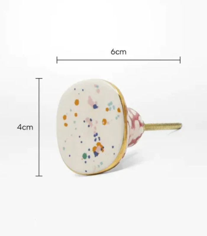 Ceramic Door Knob - Hand Painted - Multi - 4x4x6cm (Set of 2) | Ink You