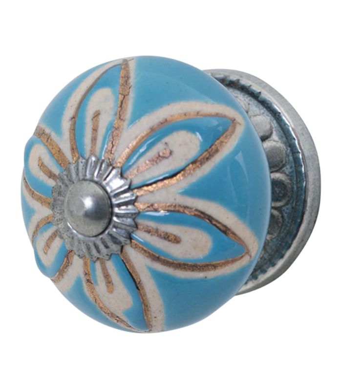 Ceramic Door Knob - Handmade - Blue - 4x4x7cm (Set of 2) | Ink You