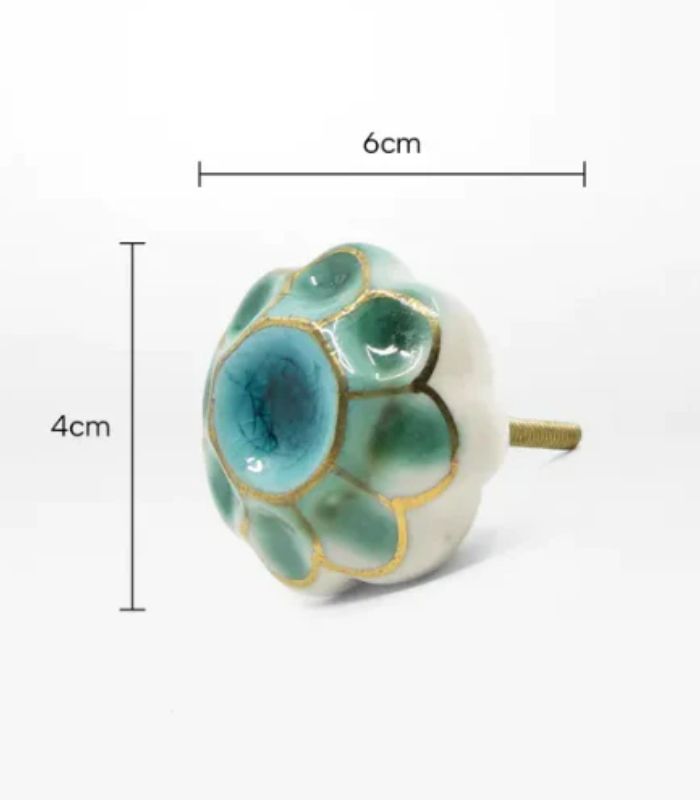 Ceramic Door Knob - Blue - 4x4x6cm (Set of 2) | Ink You