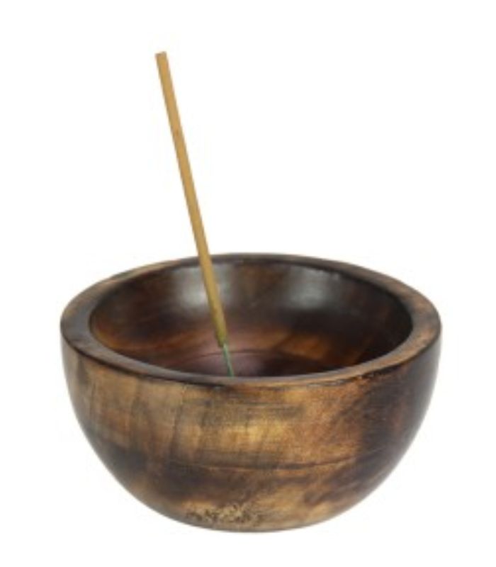 Wooden Bowl Incense Stick Holder 10cm - Dark | Ink You