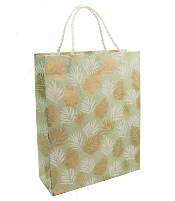 Gift Bag Large-Coconut Palm White Gold On Mint | Ink You