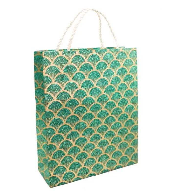 Gift Bag Large-Fan Gold On Sea Green | Ink You