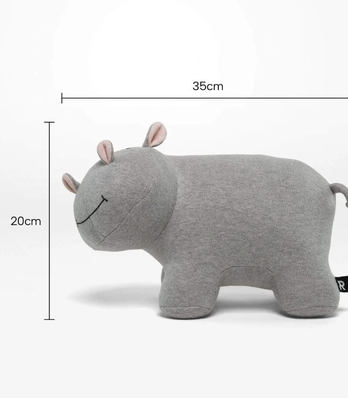Kids Shaped Cushion - Hippo - Grey - 32x17cm | Ink You