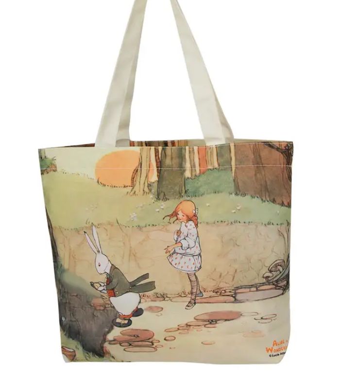 Alice In Wonderland Canvas Daily Tote Shopping Bag  Alice with Rabbit | Ink You