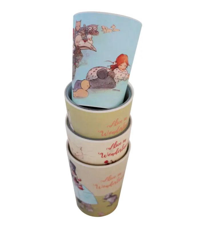 Alice in Wonderland Bamboo Drinking Cups ( Set of 4 ) | Ink You