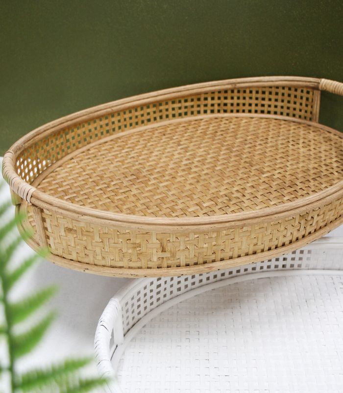 Oval Rattan Tray Natural