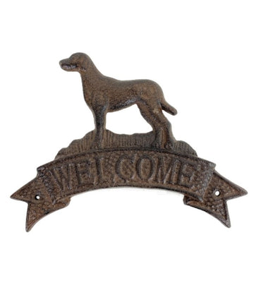 Rustic Cast Iron Dog Welcome Sign