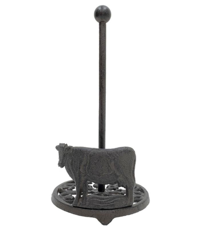 Rustic Cow Cast Iron Paper Towel Holder