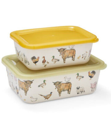 Cooksmart Buttercup Farm Set of 2 Bamboo Storage Boxes