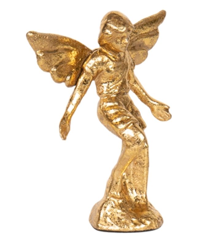 cast iron angel desk ornament antique gold - 0