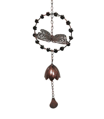 Cast Iron Butterfly in Rose Ring Wind Chime