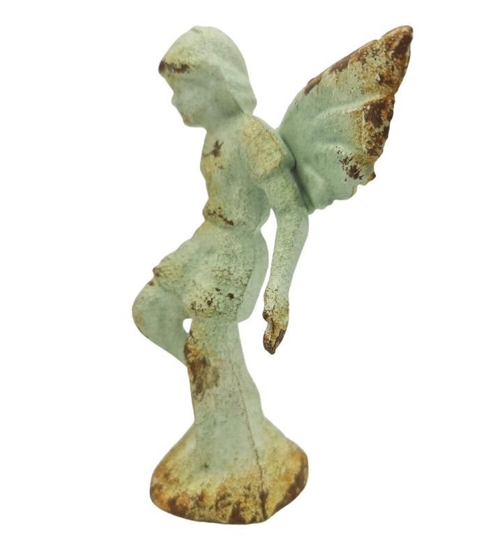 cast iron angel desk ornament antique green - 0