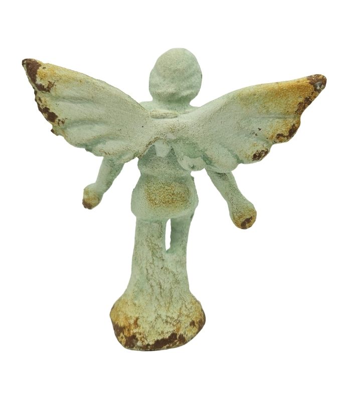 cast iron angel desk ornament antique green - 2