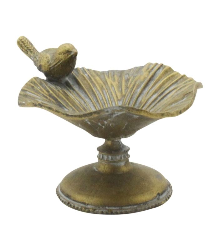antique style gold bird trinket dish