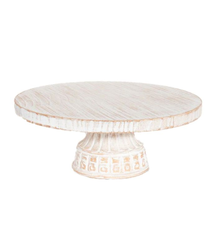 carved wood cake stand milk - 0