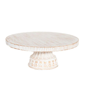 carved wood cake stand milk - 0