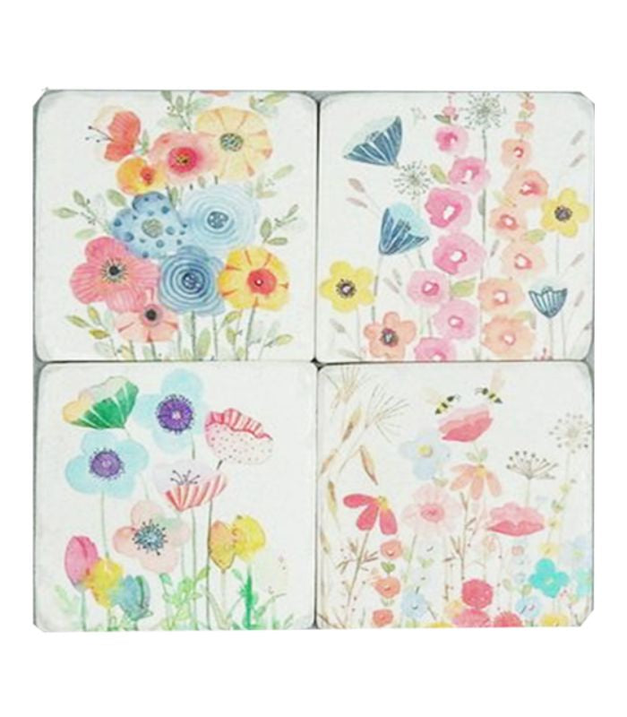 Vintage Flowers Resin Drink Coaster Set - Set of 4 | Ink You