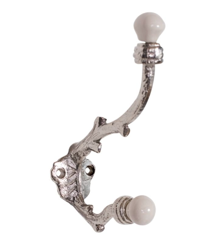 Twig Hook With Ceramic Knob - Silver | Ink You