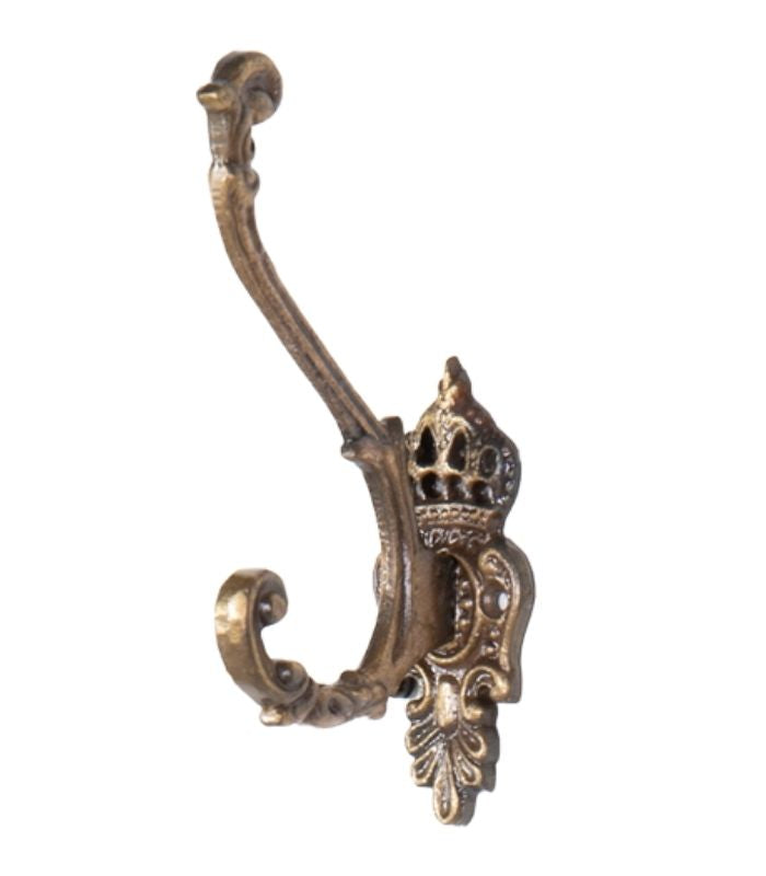 ornate crown wall hook brass - 1