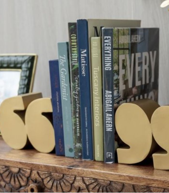 Quote Mark Book Ends - Gold | Ink You