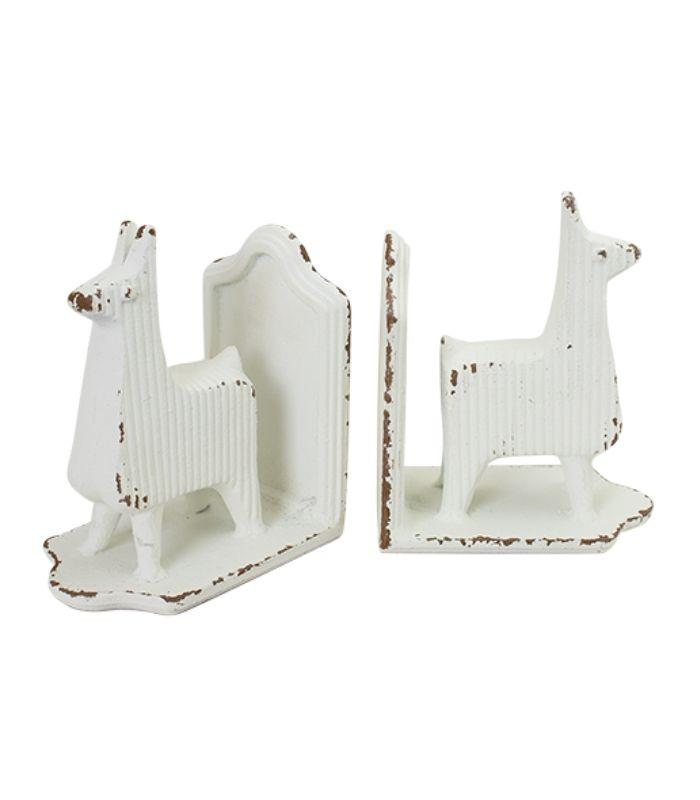 Lama Iron Bookends - Antique White - Pair | Ink You