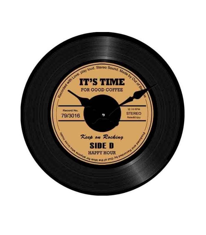Glass Record Clock - It's Time For Good Coffee 17cm | Ink You