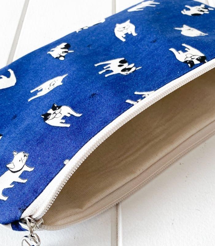 zippered pouch blue frenchie dog - 2