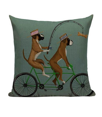 Cushion Cover Bull Dogs on Bike - Indoor Cushion Cover - 45x45