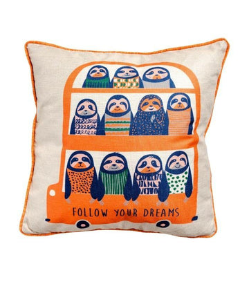 Cushion Sloths on a Bus - Indoor Cushion Cover and Insert - 45x45