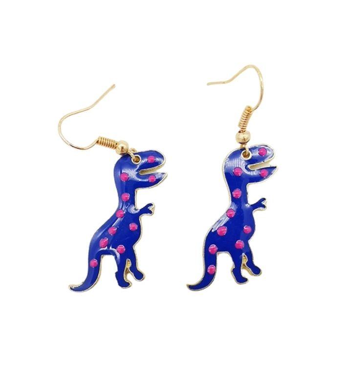 dinosaur earrings purple - 0