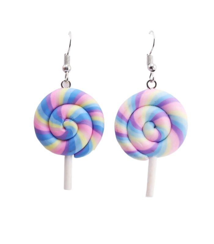 Lollypop Earrings - Candy Swirl Pink/Blue/Yellow | Ink You