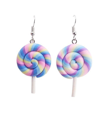 Lollypop Earrings - Candy Swirl Pink/Blue/Yellow | Ink You