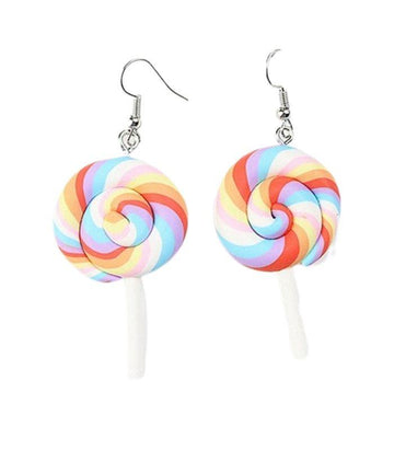 lollypop earrings candy swirl yellow/red/pink - 0