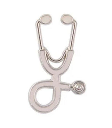 Medical Stethoscope Enamel Lapel Pin - Silver - White | Ink You