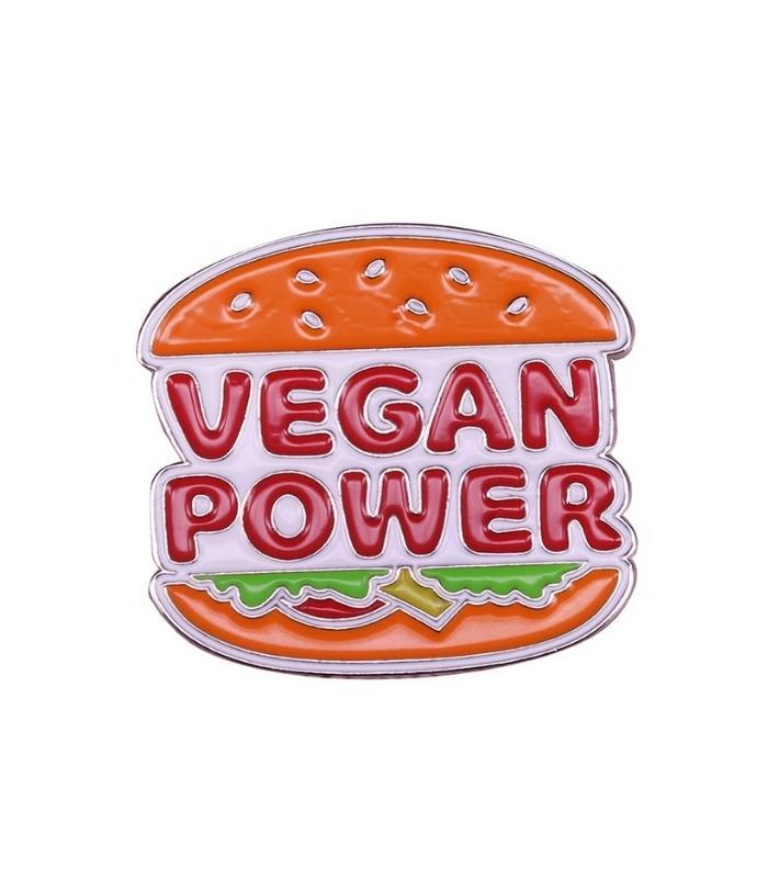 Veggie Burger Vegan Power Enamel Pin | Ink You