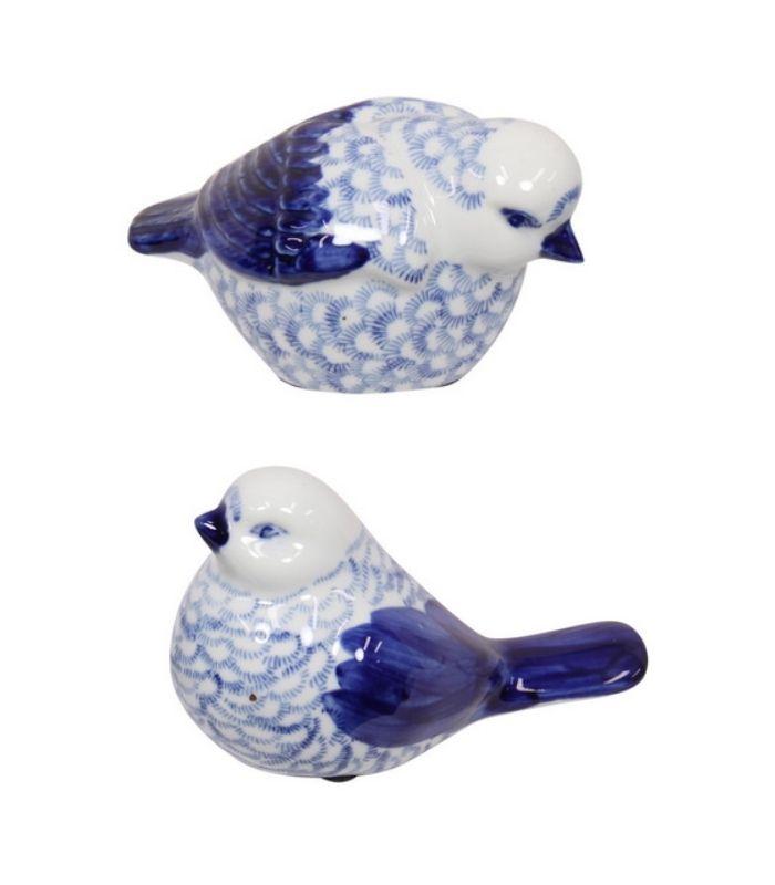 Figurine Blue Willow Ceramic Bird