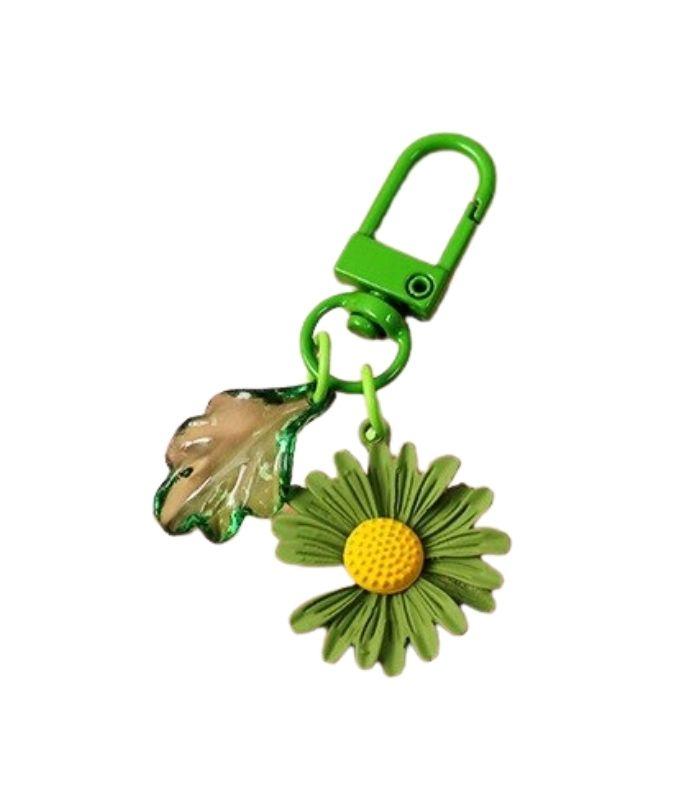 Flower and Leaf Key Ring - Green | Ink You