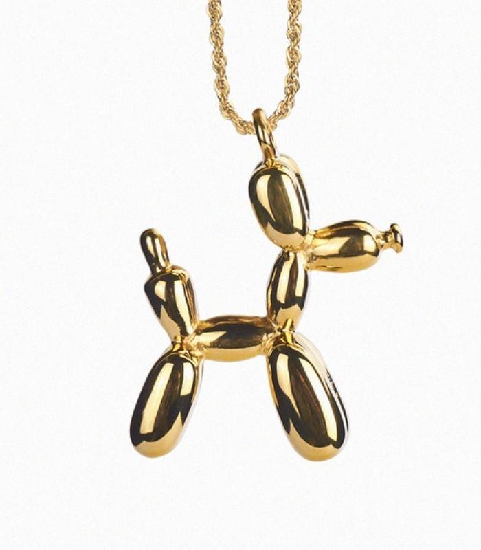 balloon dog pendant necklace gold - 0