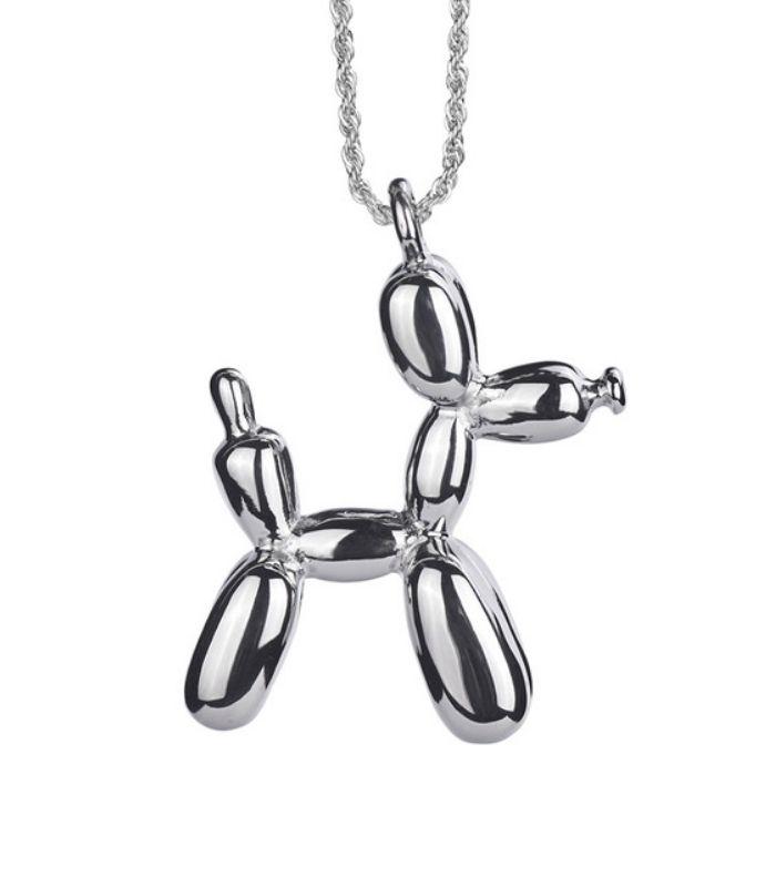 balloon dog pendant necklace silver - 0