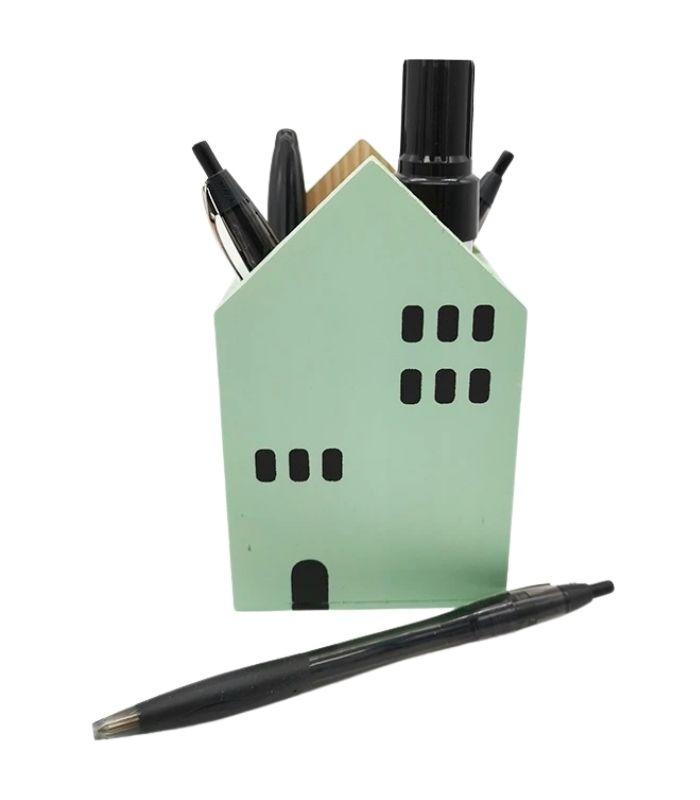 Short Green House Wooden Pen Holder | Ink You