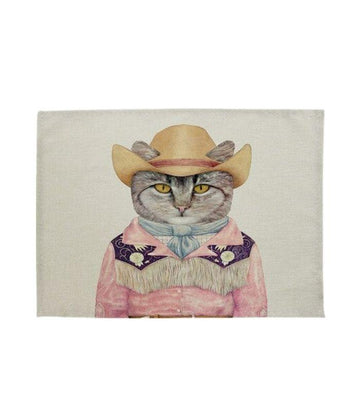 Linen Animal Placemat - Cowgirl Cat | Ink You