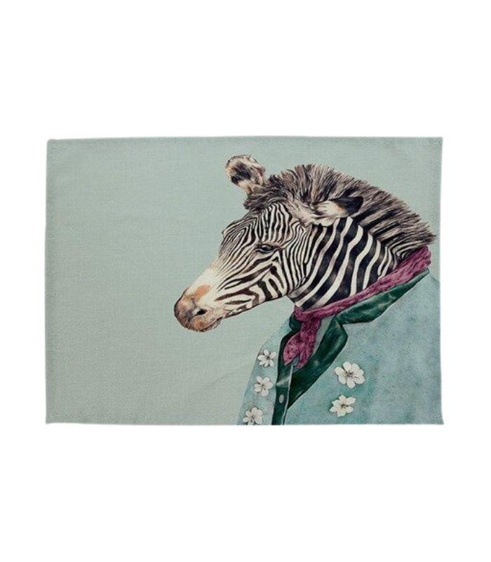 Linen Animal Placemat - Lord Zebra | Ink You