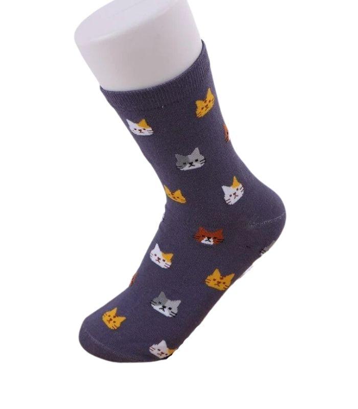 Socks Cat Socks - Dark Grey Purple