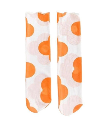 Flower Nylon Mesh Socks - Orange | Ink You