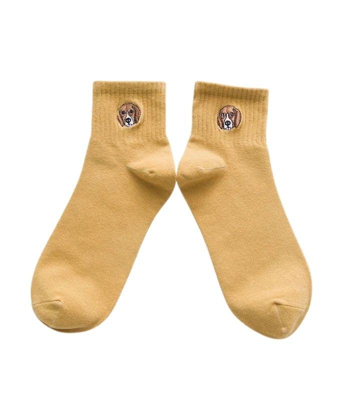 Women's Cotton Casual Socks - Mustard - Beagle Dog | Ink You
